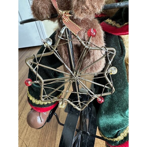 Vtg Old World Santa Claus Riding Bicycle Bike Lg 21” Christmas Decor Composite - Picture 10 of 16